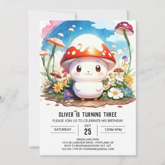 Giant Mushroom Boho Bash Birthday Einladung (Vorderseite)