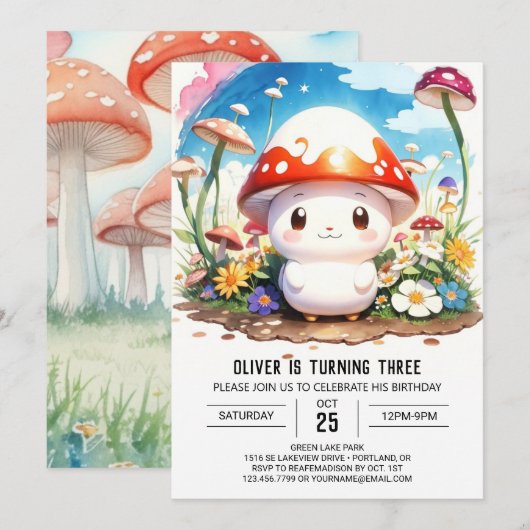 Giant Mushroom Boho Bash Birthday Einladung (Vorne/Hinten)