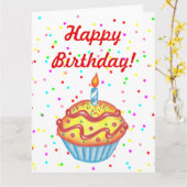 Giant Oversified Cupcake Happy Birthday Card Karte (Gelbe Blume)