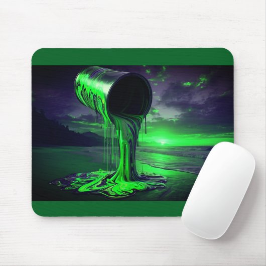 Giant Paint Can Pours Paint Onto Sunset Beach Mousepad (Mit Mouse)