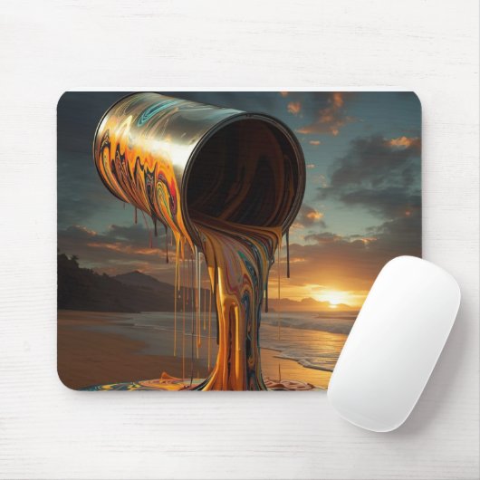Giant Paintcan Pours Paint Onto Sunset Beach Mousepad (Mit Mouse)