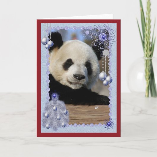 Giant Panda Bear Christmas Card Feiertagskarte (Vorderseite)