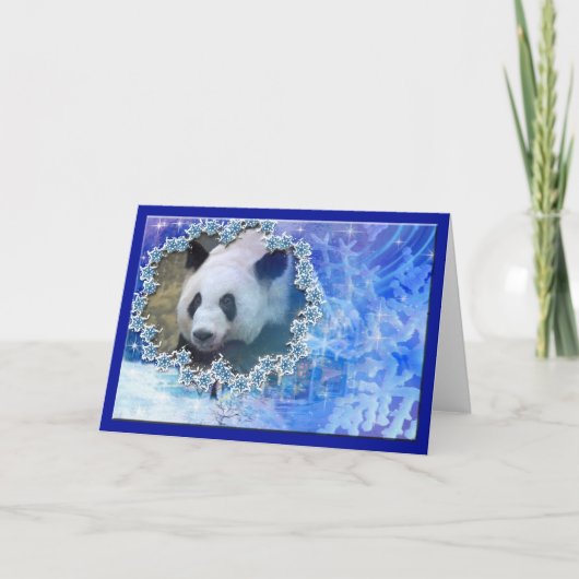 Giant Panda Bear Christmas Greeting Card Feiertagskarte (Vorderseite)
