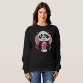 Giant Panda Bear Drink Erdbeermilch Sweatshirt (Vorne ganz)