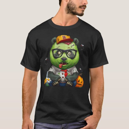 Giant Panda Bear Zombie Halloween T-Shirt (Vorderseite)