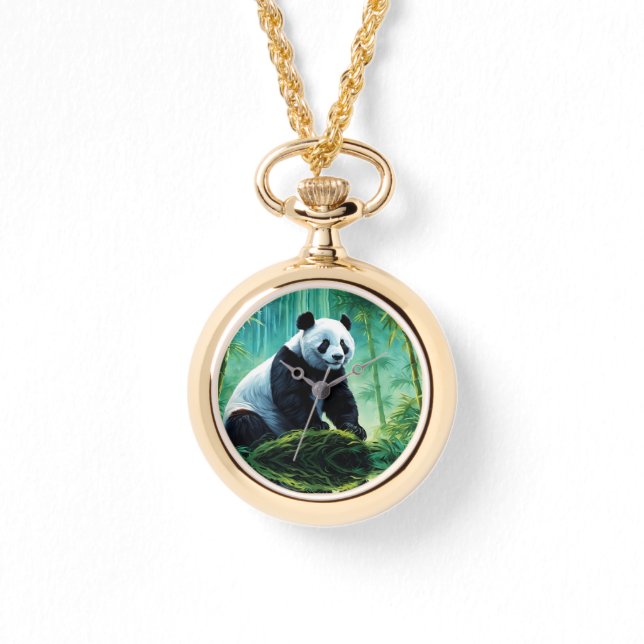 Giant Panda im Bamboo-Wald Armbanduhr (Vorderseite)
