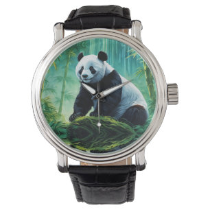 Giant Panda im Bamboo-Wald Armbanduhr