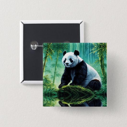 Giant Panda im Bamboo-Wald Button (Vorne & Hinten)