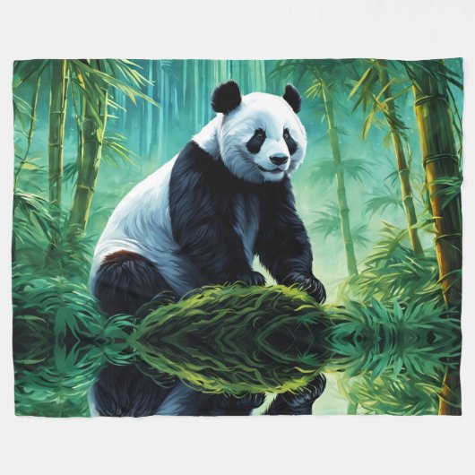 Giant Panda im Bamboo-Wald Fleecedecke (Vorderseite (Horizontal))