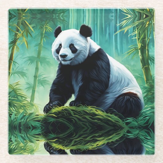 Giant Panda im Bamboo-Wald Glasuntersetzer (Vorderseite)