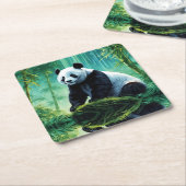 Giant Panda im Bamboo-Wald Rechteckiger Pappuntersetzer (angewinkelt)