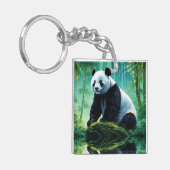Giant Panda im Bamboo-Wald Schlüsselanhänger (Vorderseite links)