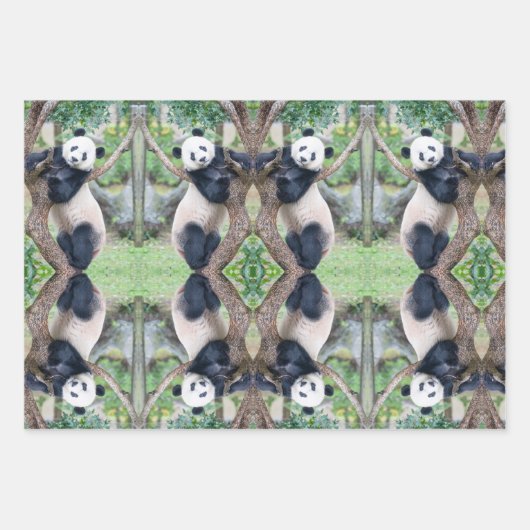 Giant Panda in einem Baumhüpfpapier Geschenkpapier Set (Vorderseite 2)