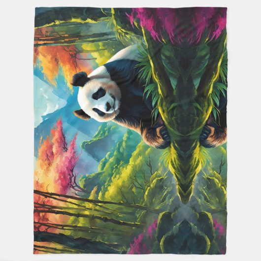Giant Panda in farbenfrohen Bambuswäldern Fleecedecke (Vorderseite)