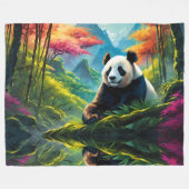 Giant Panda in farbenfrohen Bambuswäldern Fleecedecke (Vorderseite (Horizontal))