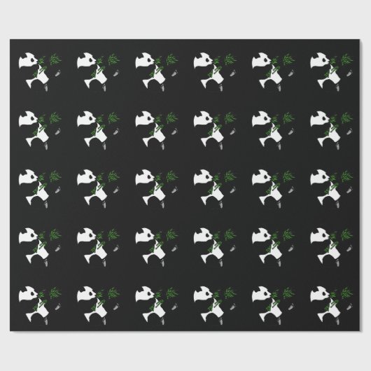Giant Panda isst Bamboo Black Geschenkpapier (Flach)