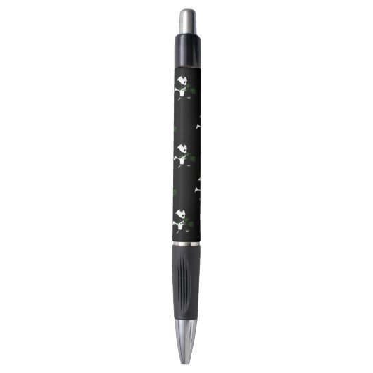Giant Panda isst Bamboo Black Kugelschreiber (Vorderseite Vertikal)