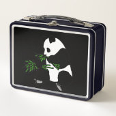 Giant Panda isst Bamboo Black Metall Brotdose (Vorderseite)