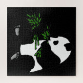 Giant Panda isst Bamboo Black Puzzle (Horizontal)