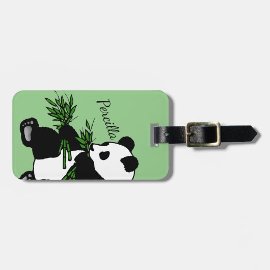 Giant Panda isst Bamboo Gepäckanhänger (Vorderseite horizontal)