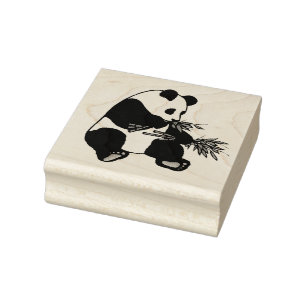Giant Panda isst Bamboo Gummistempel