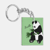 Giant Panda isst Bamboo Schlüsselanhänger (Vorderseite links)
