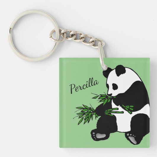 Giant Panda isst Bamboo Schlüsselanhänger (Vorderseite)