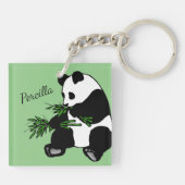 Giant Panda isst Bamboo Schlüsselanhänger (Rückseite)