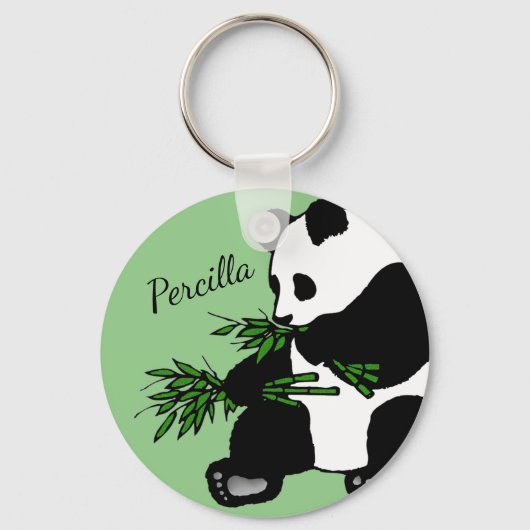 Giant Panda isst Bamboo Schlüsselanhänger (Vorderseite)