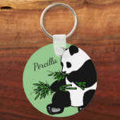 Giant Panda isst Bamboo Schlüsselanhänger (Vorderseite)