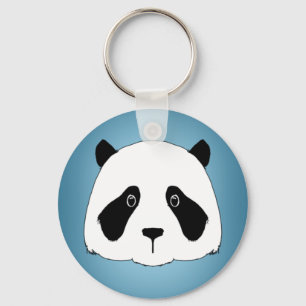 Giant Panda mit verblasstem blauen Hintergrund Schlüsselanhänger