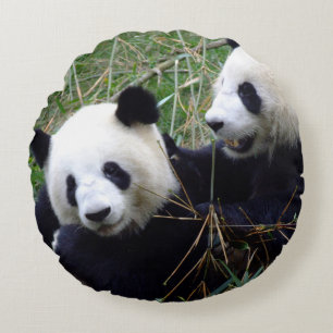 Giant Panda Playing & Liebe Rundes Kissen