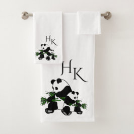 Giant Pandas Monogram Badhandtuch Set
