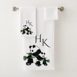 Giant Pandas Monogram Badhandtuch Set