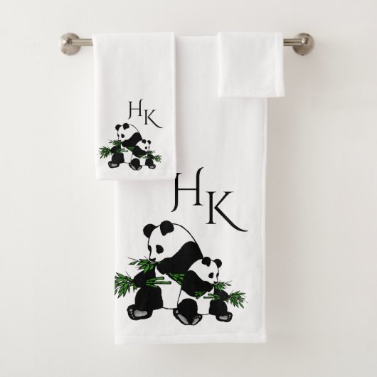 Giant Pandas Monogram Badhandtuch Set (Insitu)