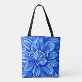 Giant Peony Blume Muster in Indigo Blue Tasche (Rückseite)
