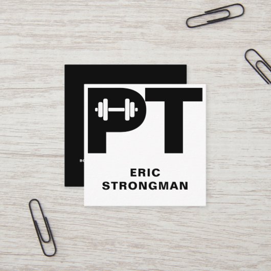 Giant personal trainer logo Business Card Quadratische Visitenkarte (Vorderseite/Rückseite Beispiel)