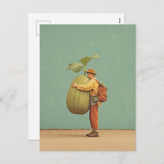 Giant Pumpkin Hug Feiertagspostkarte (Vorne/Hinten)