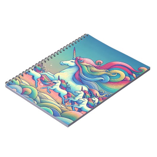 Giant Rainbow Unicorn Fantasy Notebook Notizblock (Linke Seite)