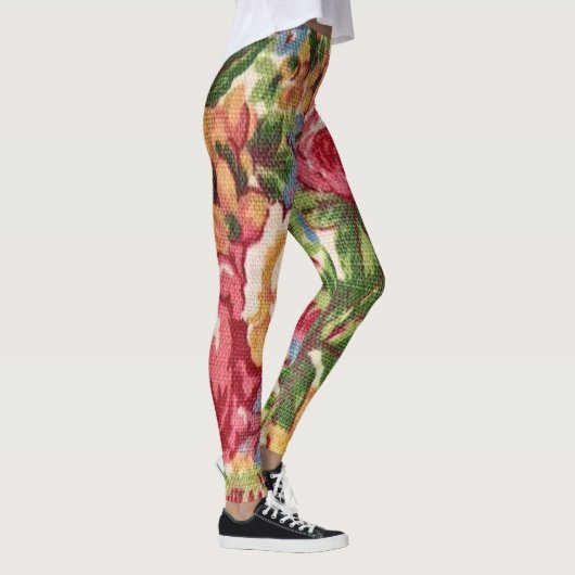 "Giant Rose Vintag Print" Yoga Pant Leggings (Rechts)