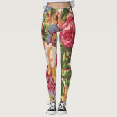 "Giant Rose Vintag Print" Yoga Pant Leggings (Vorderseite)