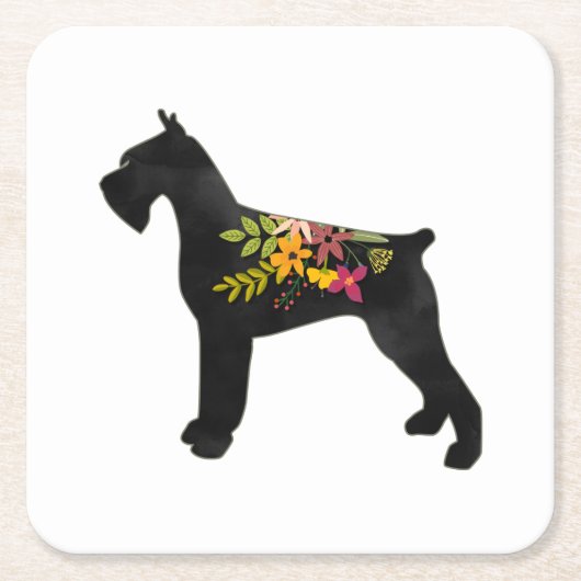 Giant Schnauzer Dog CC Boho Silhouette Rechteckiger Pappuntersetzer (Vorderseite)
