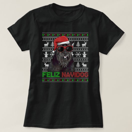 Giant Schnauzer Dog Feliz Navidog Christmas T-Shirt (Design vorne)