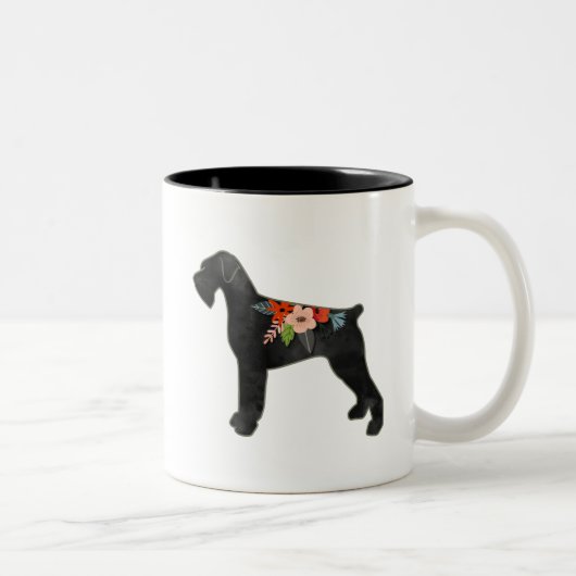 Giant Schnauzer Dog NC Boho Silhouette Zweifarbige Tasse (Rechts)