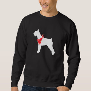 Giant Schnauzer Dog Wearing Red Bandana Sweatshirt