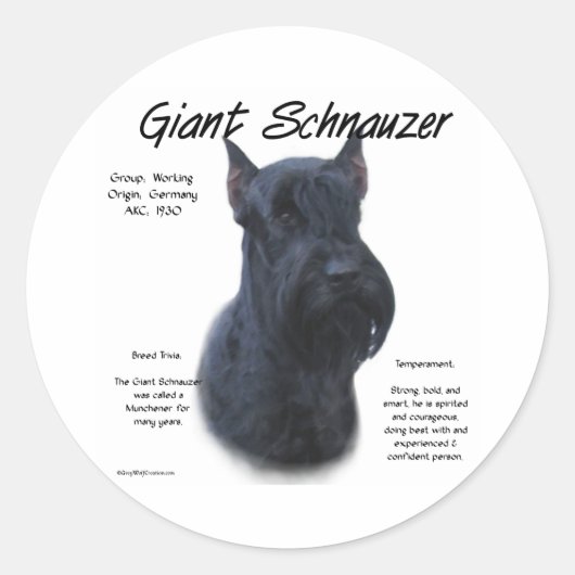 Giant Schnauzer Geschichtsdesign Runder Aufkleber (Vorderseite)