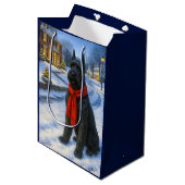 Giant Schnauzer Holiday  Mittlere Geschenktüte (Vorderseite Schrägansicht)