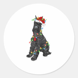 Giant Schnauzer Lover Xmas Santa Giant Schnauzer C Runder Aufkleber