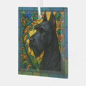 Giant Schnauzer "Stains Glass" Ornament Aus Glas (Vorderseite links)