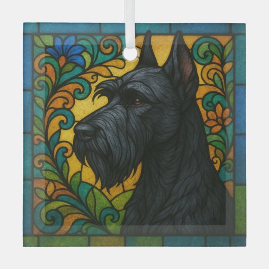 Giant Schnauzer "Stains Glass" Ornament Aus Glas (Vorderseite)